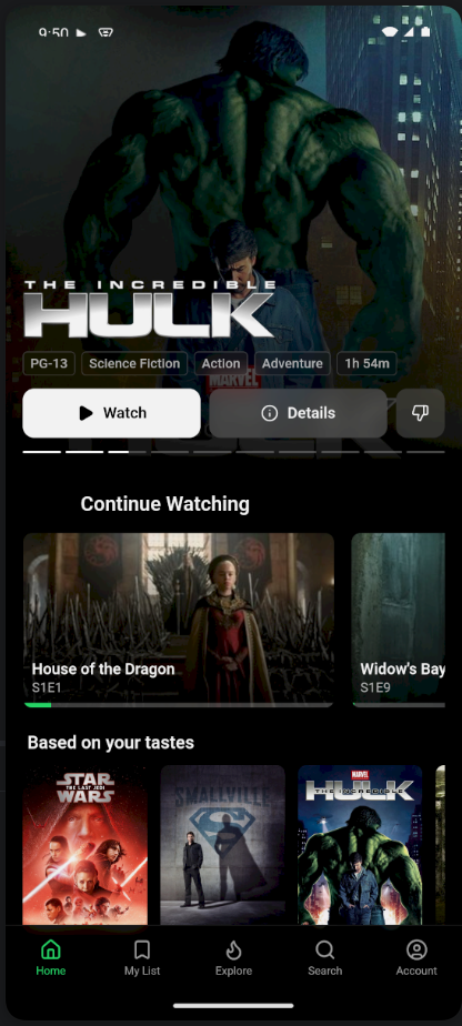 Cove mobile homepage
